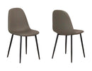 Sunset Trading Leda Dining Chairs | Matte Black Metal Tapered Legs | Mocha Brown - Like New
