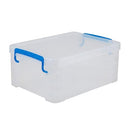 Advantus Super Stacker Snap Lid Storage Box, Clear/Blue (39811) - Brand New