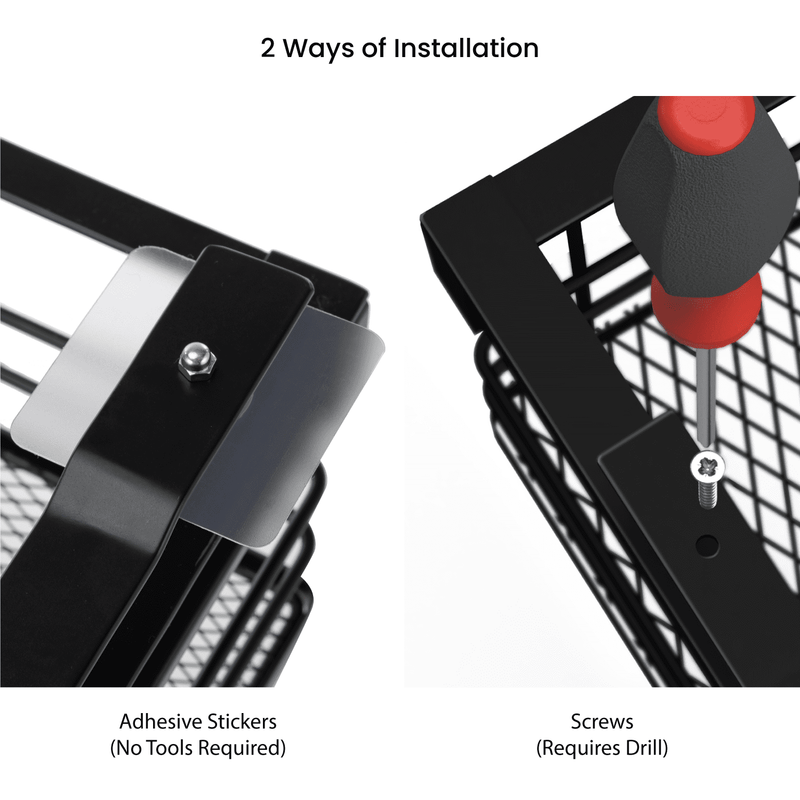 HOME ZONE 11"W STEEL MESH BASKET UNDER SHELF CABINET PULL-OUT - BLACK - Like New