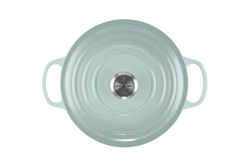 Le Creuset Enameled Cast Iron Signature Round Oven Lid, 5.5 Quart - Sea Salt - Like New