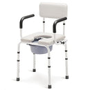 OasisSpace Padded Beside Commode Chair 3-in-1 Adjustable 450 lbs - Black/Gray - Brand New