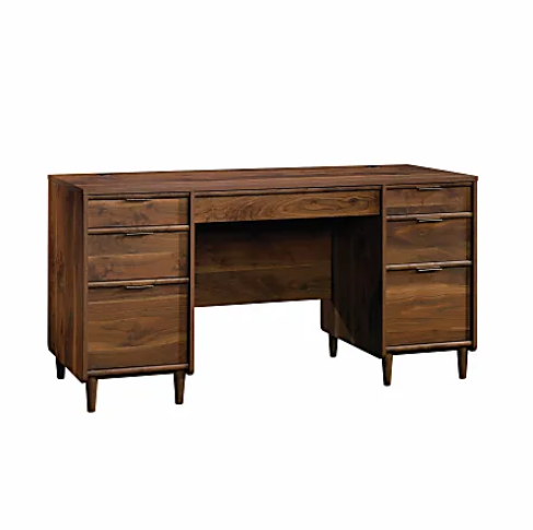 Sauder Clifford Place 59"W Mid-Century Executive Desk 421113 - Walnut Like New