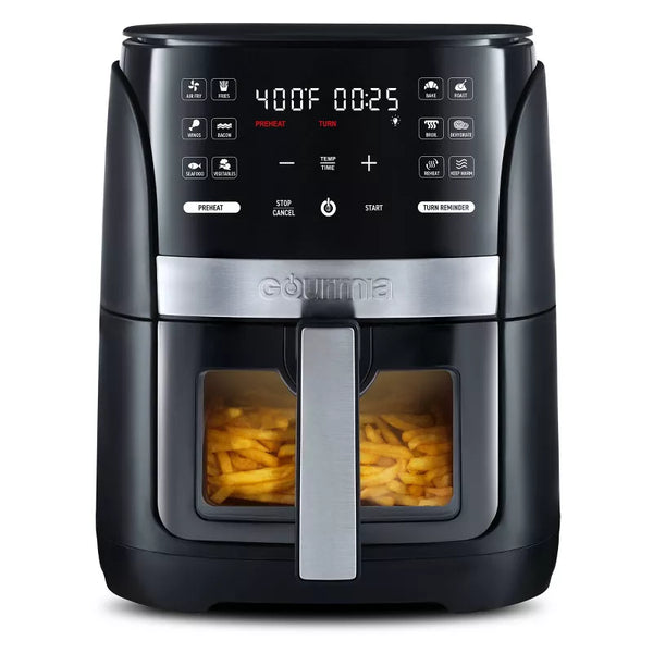 GOURMIA 6-QT DIGITAL WINDOW AIR FRYER WITH 12 PRESETS - BLACK/STAINLESS STEEL - Like New