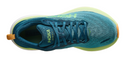 HOKA BONDI 8 MEN'S SHOES - DEEP LAGOON/OCEAN MIST OCEAN BLUE/LIME GREEN - 9 - Like New