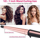 JAETON Hair Curling Iron Wand 0.5-1",210℃ for Classic Curls&Natural Waves - Brand New