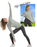 FKEEP WOMEN'S SUN SHIRTS LONG SLEEVE UPF 50+ TOP WITH HOLES GRAYISH GREEN S - Like New