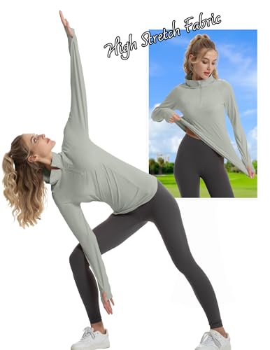 KFEEP WOMEN'S SUN SHIRTS LONG SLEEVE ATHLETIC UPF 50+ GRAYISH GREEN XS - Brand New