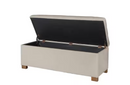 HOMEPOP LARGE TUFTED 46 IN. GREY DURABLE POYLESTER BEDROOM BENCH - LIGHT GRAY - Like New