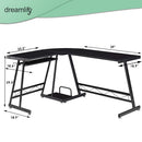 DREAMLIFY L-SHAPE COMPUTER DESK HOME OFFICE DESK - BLACK - Like New