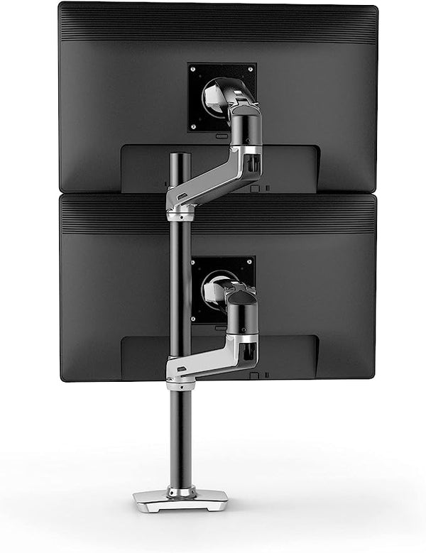Ergotron LX Vertical Stacking Dual Monitor Arm 45-549-026 - Polished Aluminum Like New