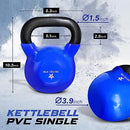 YES4ALL 45LB VINYL COATED/PVC KETTLEBELL, SINGLE - BLUE - Like New
