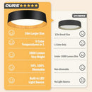 BrightHome 16in Flush Mount Ceiling Light, 3000LM 30W(300W Equiv) - BLACK | WOOD - Like New