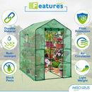 MACHRUS OGROW 2 TIERS 8 SHELVES MINI WALK IN PORTABLE OUTDOOR GREENHOUSE - GREEN - Like New