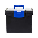 Storex File Box Nesting Portable with Drawer Cobalt, Black Blue - Brand New