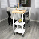 Origami Foldable Kitchen Island Cart Rolling Storage Table Wheels - White - Brand New