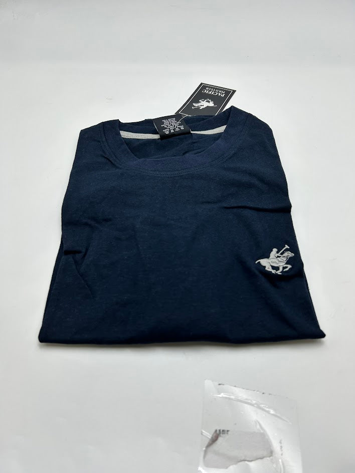 PACIFIC POLO CLUB MEN'S SHORT SLEEVES T-SHIRT - SIZE: MEN XL - NAVY/GRAY TRIM - Brand New