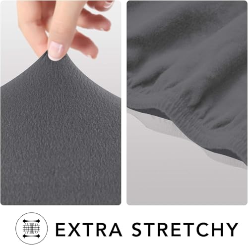 J&V TEXTILES SUPER STRETCH SOFA SLIPCOVER SPANDEX NON SLIP SOFT COUCH SOFA -GRAY - Like New