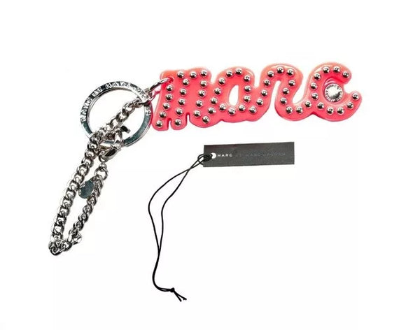 MARC BY MARC JACOBS SIGNATURE CHARM KEY RING IN FLUORO PINK - PINK - Brand New