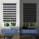 SEEYE Cordless Zebra Blinds Roller Shades Dual Layer Light 29" W X 72" H, Black - Like New