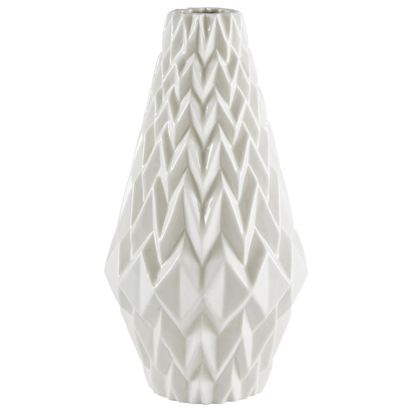 RIVET AMAZON BRAND RIVET MODERN GEOMETRIC PATTERN VASE, 12.25"H - WHITE - Like New
