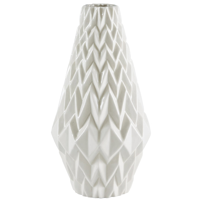RIVET AMAZON BRAND RIVET MODERN GEOMETRIC PATTERN VASE, 12.25"H - WHITE - Like New