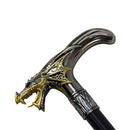 Silver Metal Golden Winged Dragon Cane 2pc Steel Shaft Travel Walking Stick - Brand New