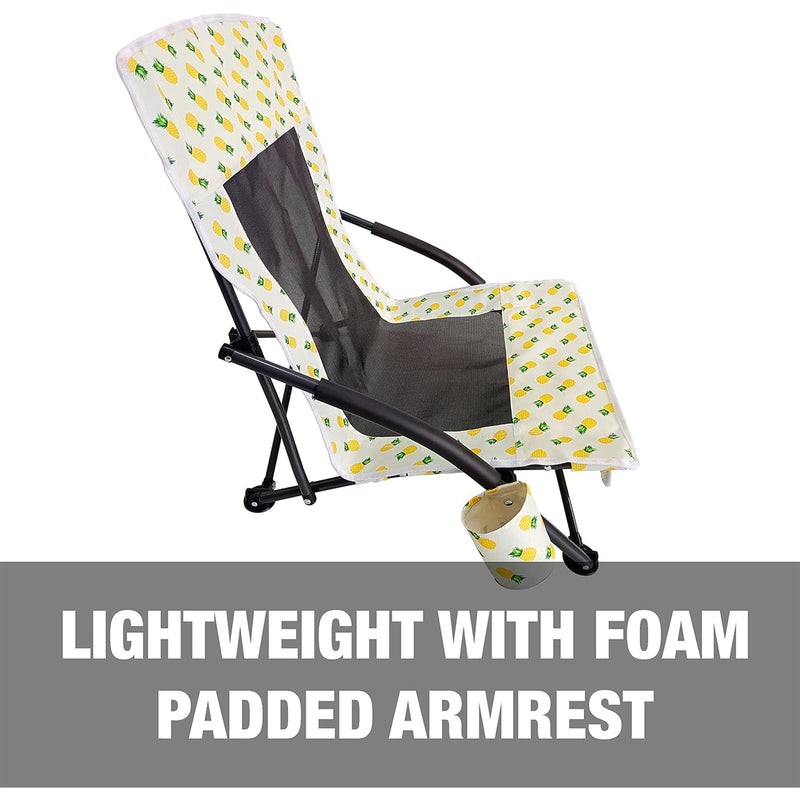 BLISS HAMMOCKS FOLDING BEACH CHAIR, DELUXE - PINEAPPLE - Brand New