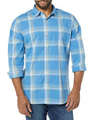 AMAZON ESSENTIALS LONG-SLEEVE SLIM-FIT STRETCH MEN'S SHIRT M LIGHT BLUE PLAID - Brand New