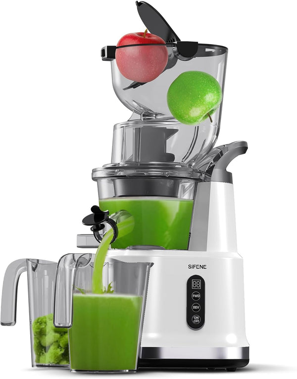 SiFENE Cold Press Juicer Machines with 83mm Big Mouth AMR8824 - Pure White Like New