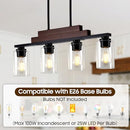 VERRON 4-Light Linear Chandeliers for Dining Room - Black & Reddish Brown - Like New