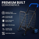 SereneLife Large Folding Utility Shopping Cart with Removable Liner - Blue - Like New