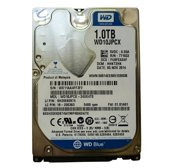 WESTERN DIGITAL 1TB 5400RPM 2.5" SATA HARD DRIVE - BLUE - Like New