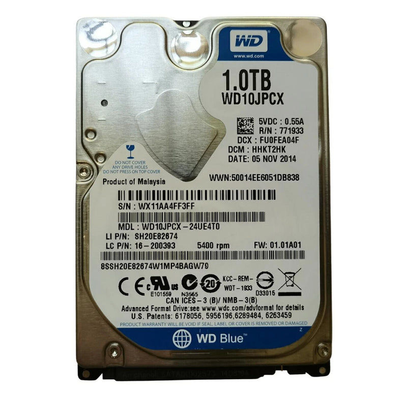WESTERN DIGITAL 1TB 5400RPM 2.5" SATA HARD DRIVE - BLUE - Like New