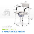 OasisSpace Padded Beside Commode Chair 3-in-1 Adjustable 450 lbs - Black/Gray - Brand New