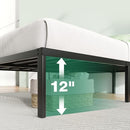 NOVILLA 14" Metal Platform Bed Frame Full Size Storage Space Under - BLACK - Brand New