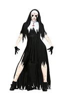 Adult Dreadful Nun Costume, Undead Sister Mary Catherine, Halloween Small Black - Brand New