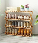 Mandorra Bamboo Shoe Rack 4 Tier Space Saving Free Standing Shoe Shelf - Natural - Brand New