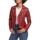 LW7RU613 Ladies Levi's Los Angeles "Classic" Faux Leather Padded Cherry Size 4 - Like New