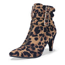 IDIFU Women's IN3 Kitten Heel Ankle Boots Pointed Toe Leopard Size 9.5 - Brand New