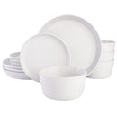 GIBSON SOHO LOUNGE SOFIA COUPE STONEWARE DINNERWARE SET WHITE W/SPECKLE-NEW - Brand New