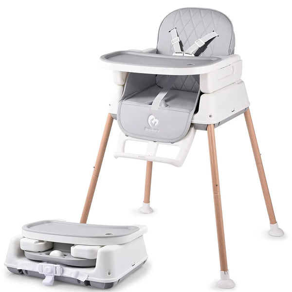 BELLABABY 3-in-1 Baby High Chair, Adjustable Convertible Chairs - WHITE/GREY - Like New