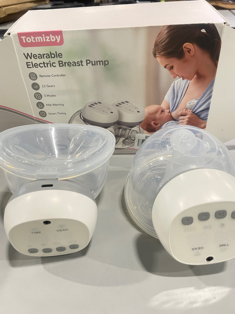 TOTMIZBY WEARABLE ELECTRIC BREAST PUMP A2B - WHITE/GRAY - Like New