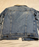 LEVI'S ORIGINAL SHERPA TRUCKER WOMEN'S DENMIN JACKET - SIZE: WOMEN L - BLUE - Like New