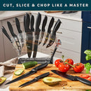 Home Hero - Kitchen Knife Set & Steak Knifes Stainless Steel Black 17Pcs - BLACK - Brand New
