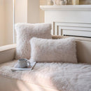Neelvin Beige Faux Fur Cozy Fluffy Double-Sided Pillow Covers 16x16, Set of 2 - Like New