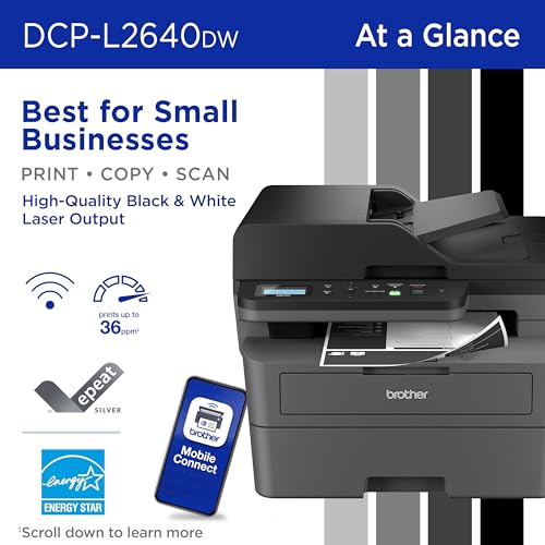 BROTHER DCP-L2640DW WIRELESS COMPACT MONOCHROME MULTI-FUNCTION PRINTER - BLACK - Like New