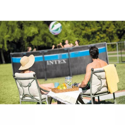INTEX 14' X 42" CLEARVIEW PRISM FRAME ABOVE GROUND POOL - GRAYWOOD PRINT - Like New