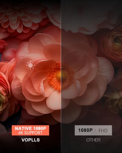 VOPLLS 360°Adjustable Stand & Auto Focus Keystone Mini Projector - BLACK - Like New