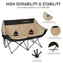REALEAD DOUBLE CAMPING CHAIR HEAVY DUTY CAMPING COUCH SUPPORT 650 LBS - BEIGE - Like New
