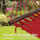 SUNNYDAZE DECOR LARGE 2-PERSON POLYESTER ROPE HAMMOCK WITH SPREADER BARS - RED - Like New